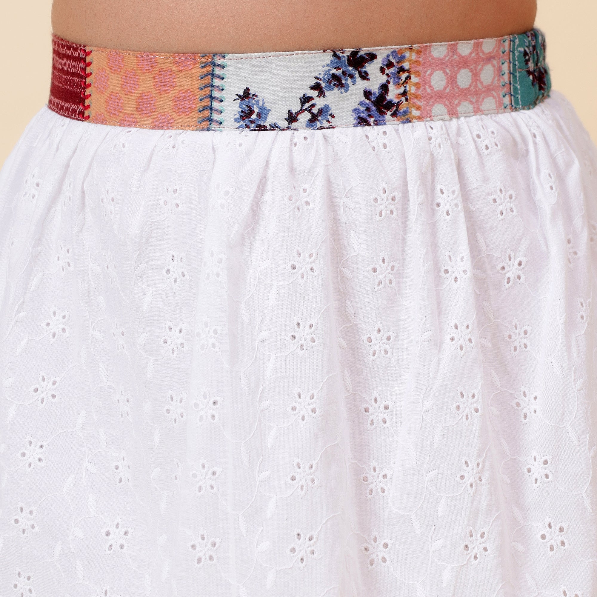 Printed Crop Top and Chicken Cotton Skirt