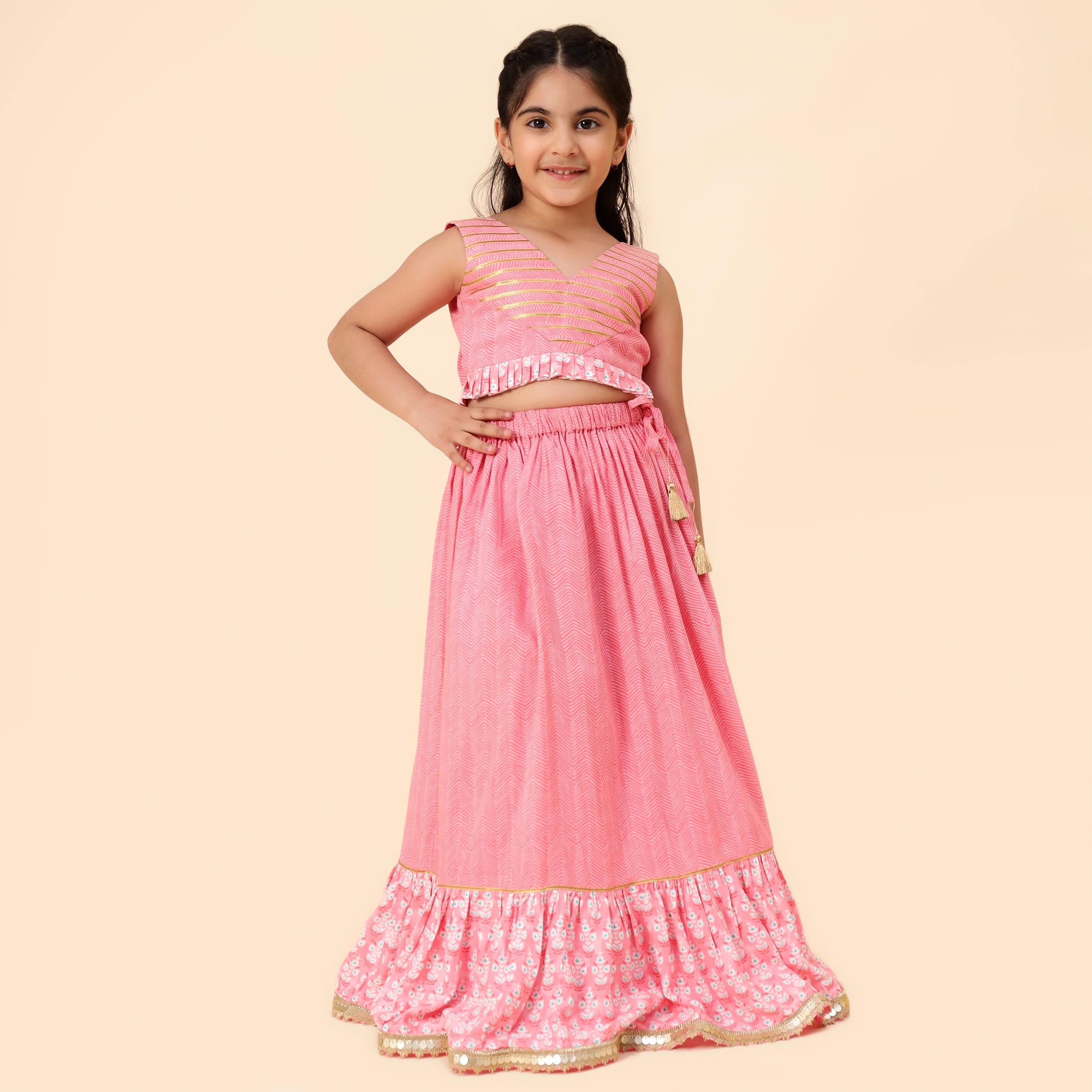 Pure Cotton Partywear Crop Top Lehenga - MellowYears