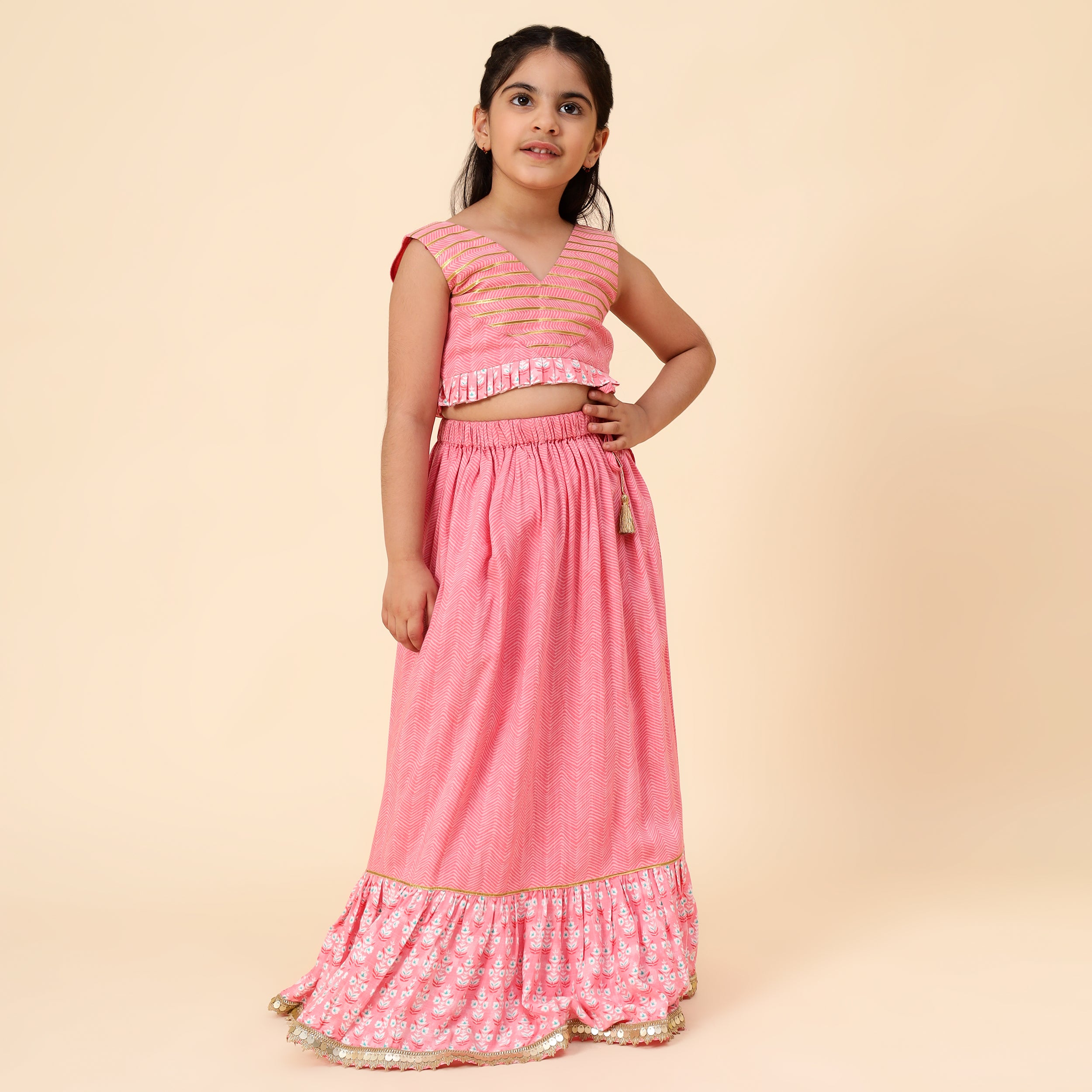 Pure Cotton Partywear Crop Top Lehenga - MellowYears