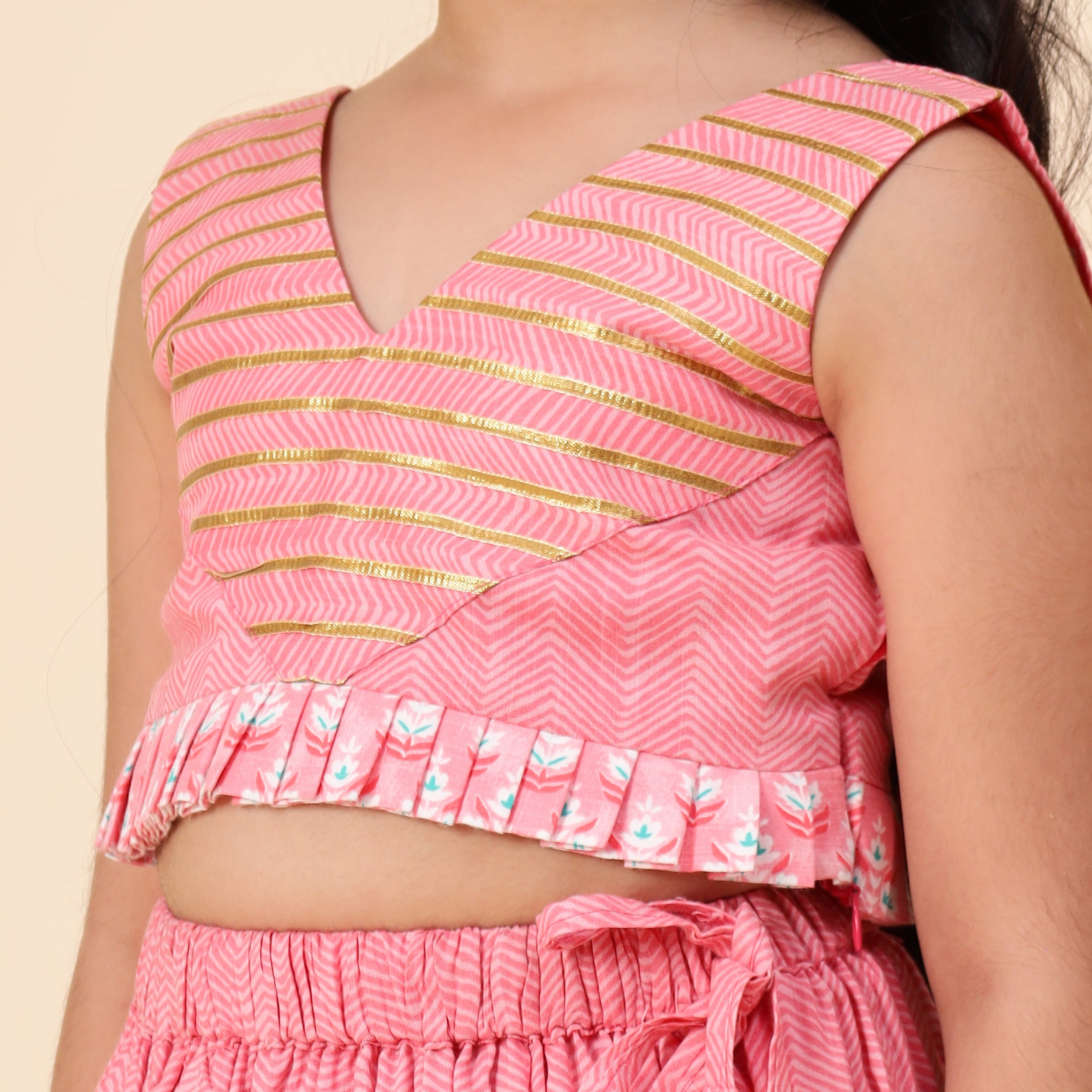 Pure Cotton Partywear Crop Top Lehenga - MellowYears