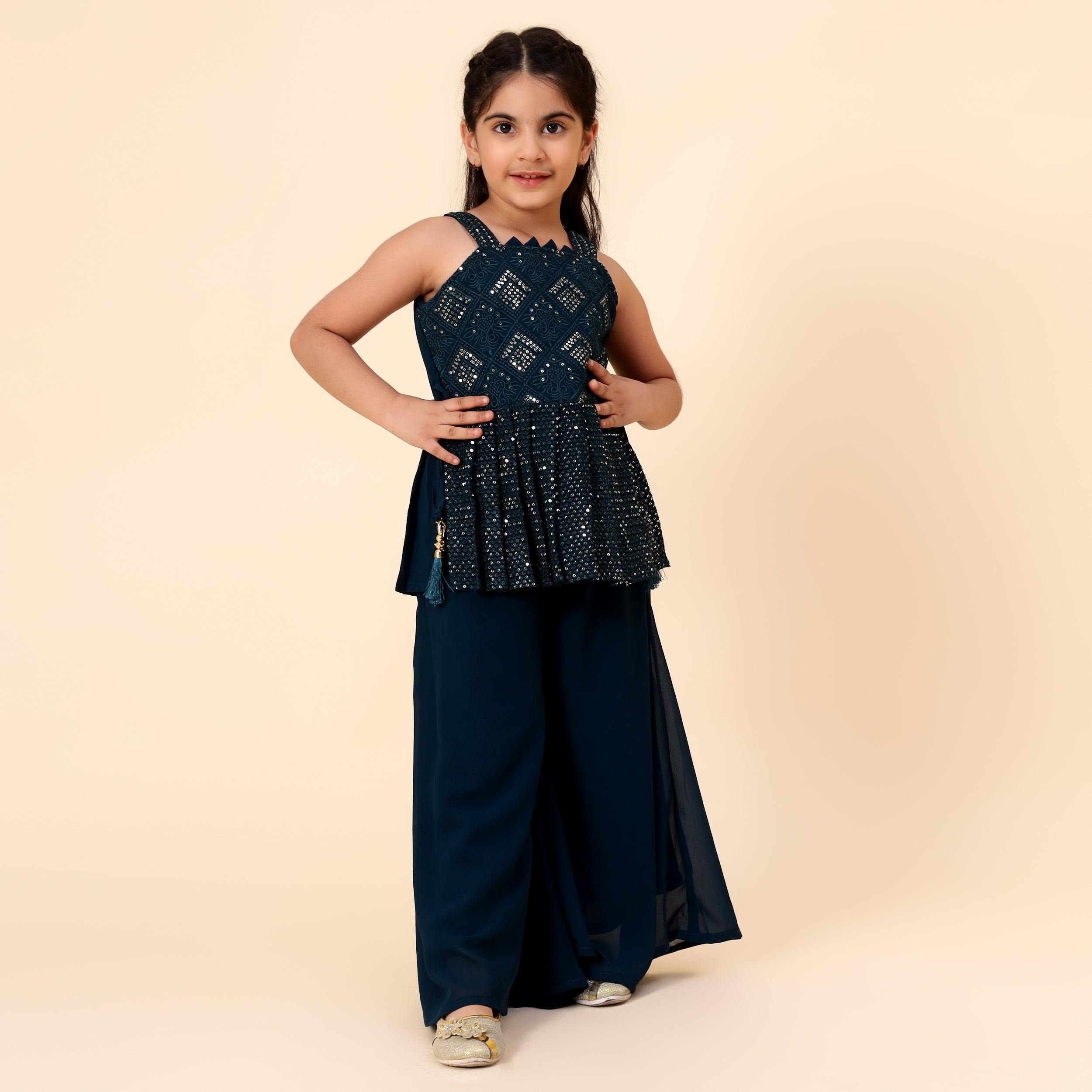 Sleeveless Sharara Suit with Sequin Work - MellowYears